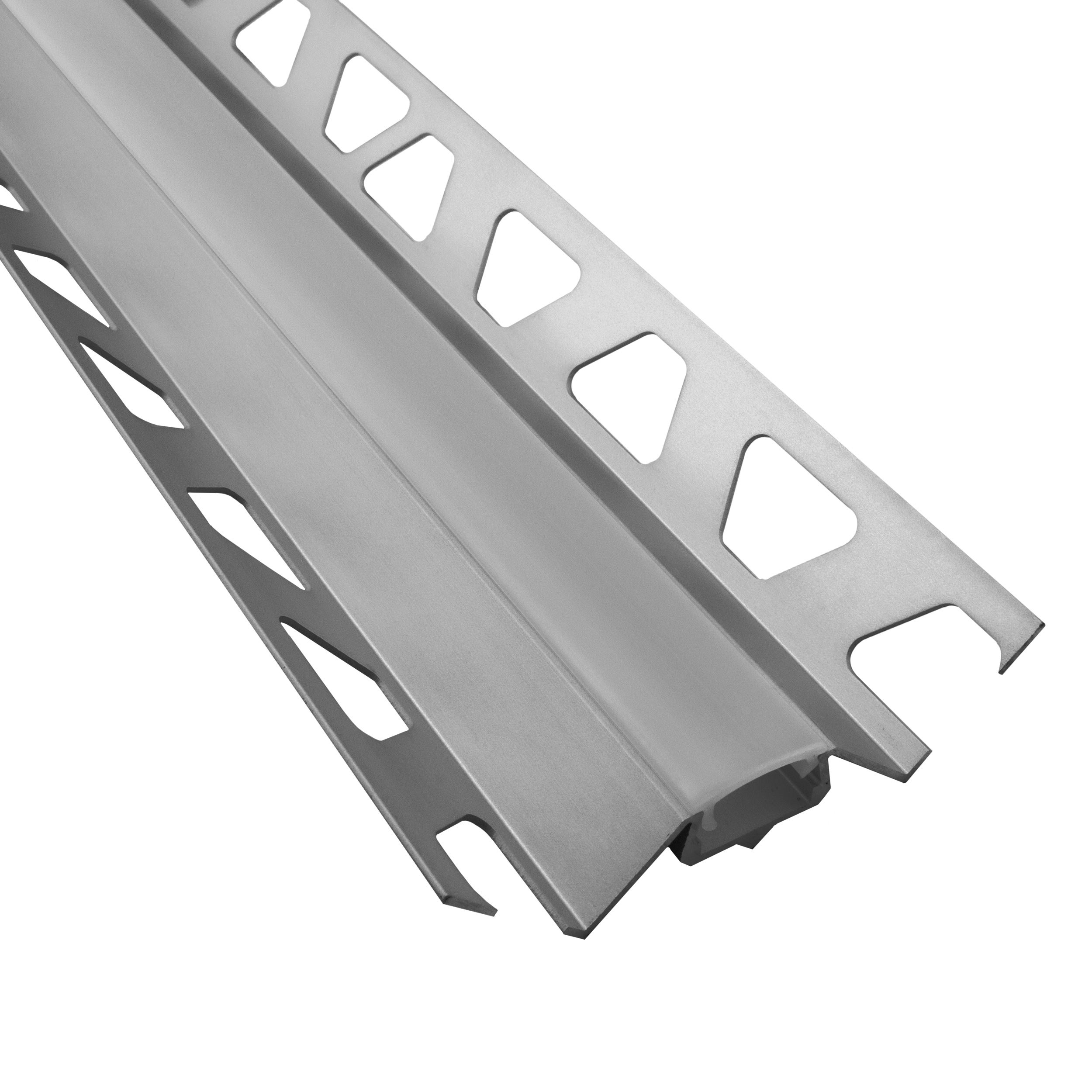 IN-T77 LED Alu Fliesenprofil Ecke innen 12mm silber 2m milky