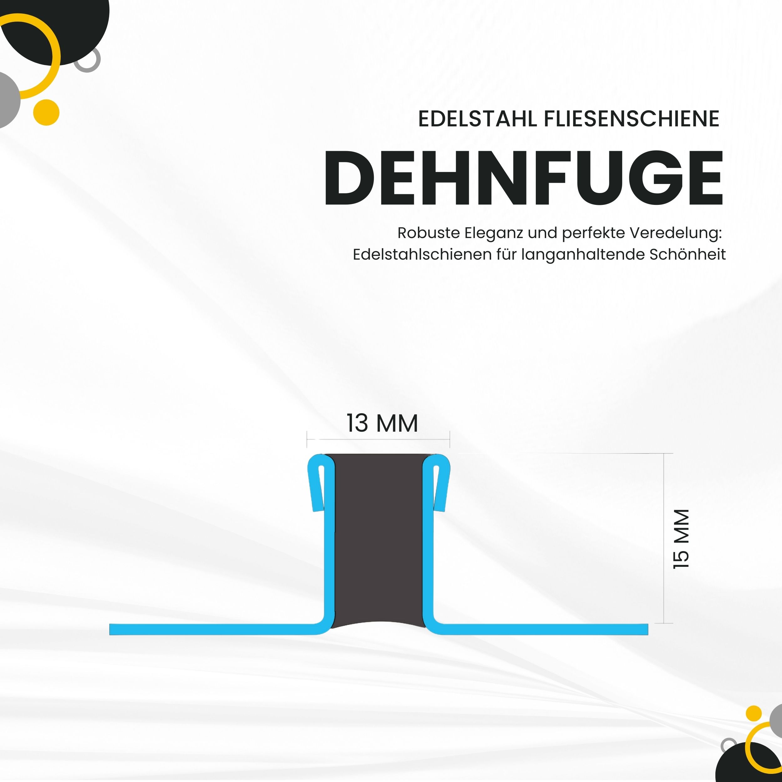 Dehnfugen Edelstahl Fliesenschiene Fliesenprofil silber matt L250cm 15mm Dehnfugen Edelstahl Fliesenschiene Fliesenprofil silber matt L250cm 15mm