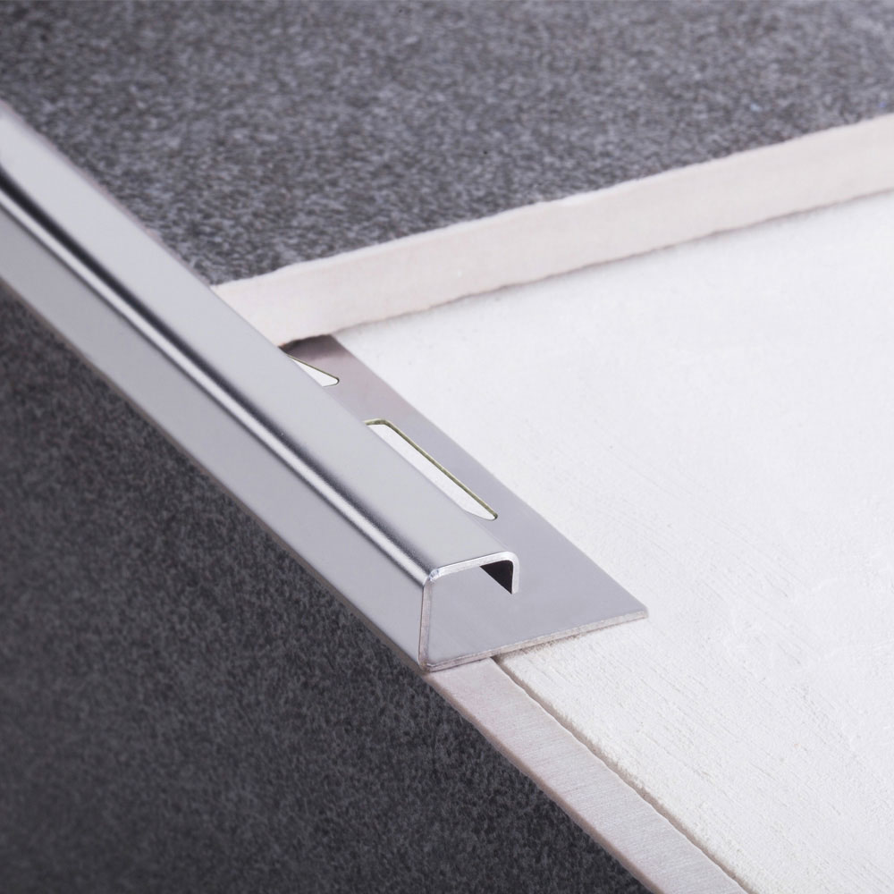 Quadrat Edelstahlschiene Profil Fliesenschiene Edelstahl V2A L300cm 10mm gebürstet