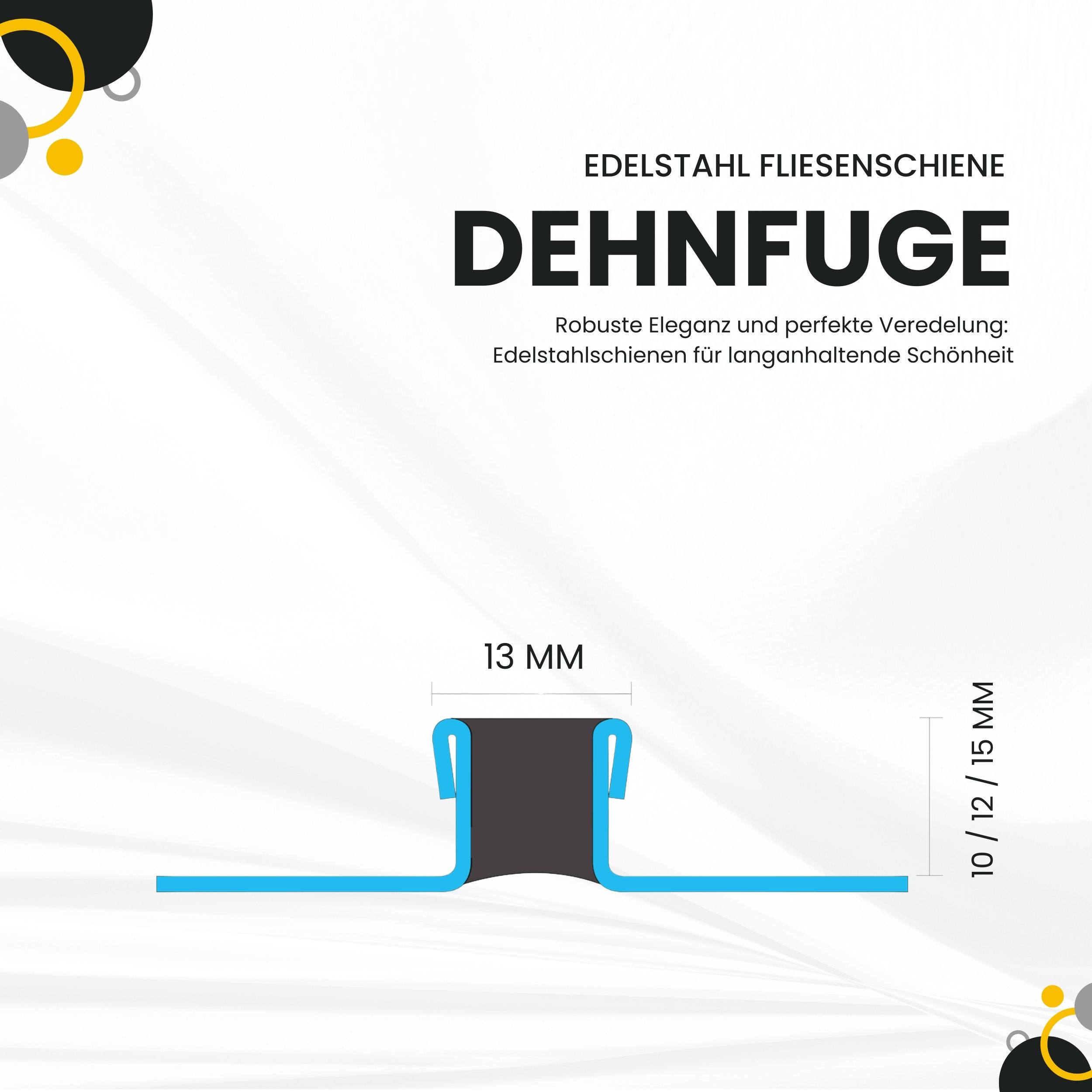 Dehnfugen Edelstahl Fliesenschiene Fliesenprofil silber matt L250cm 10mm-15mm Dehnfugen Edelstahl Fliesenschiene Fliesenprofil silber matt L250cm 15mm