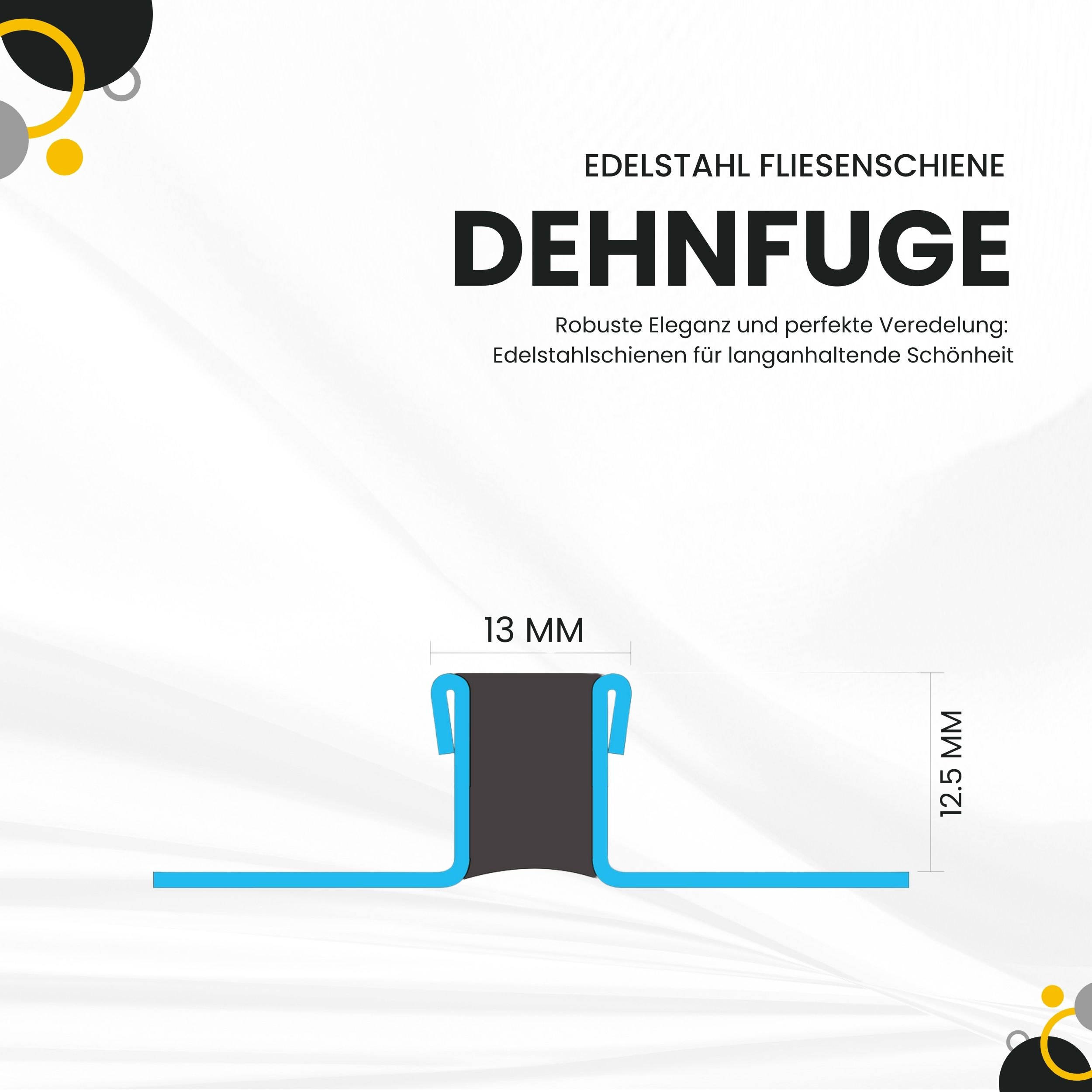 Dehnfugen Edelstahl Fliesenschiene Fliesenprofil silber matt L250cm 12mm