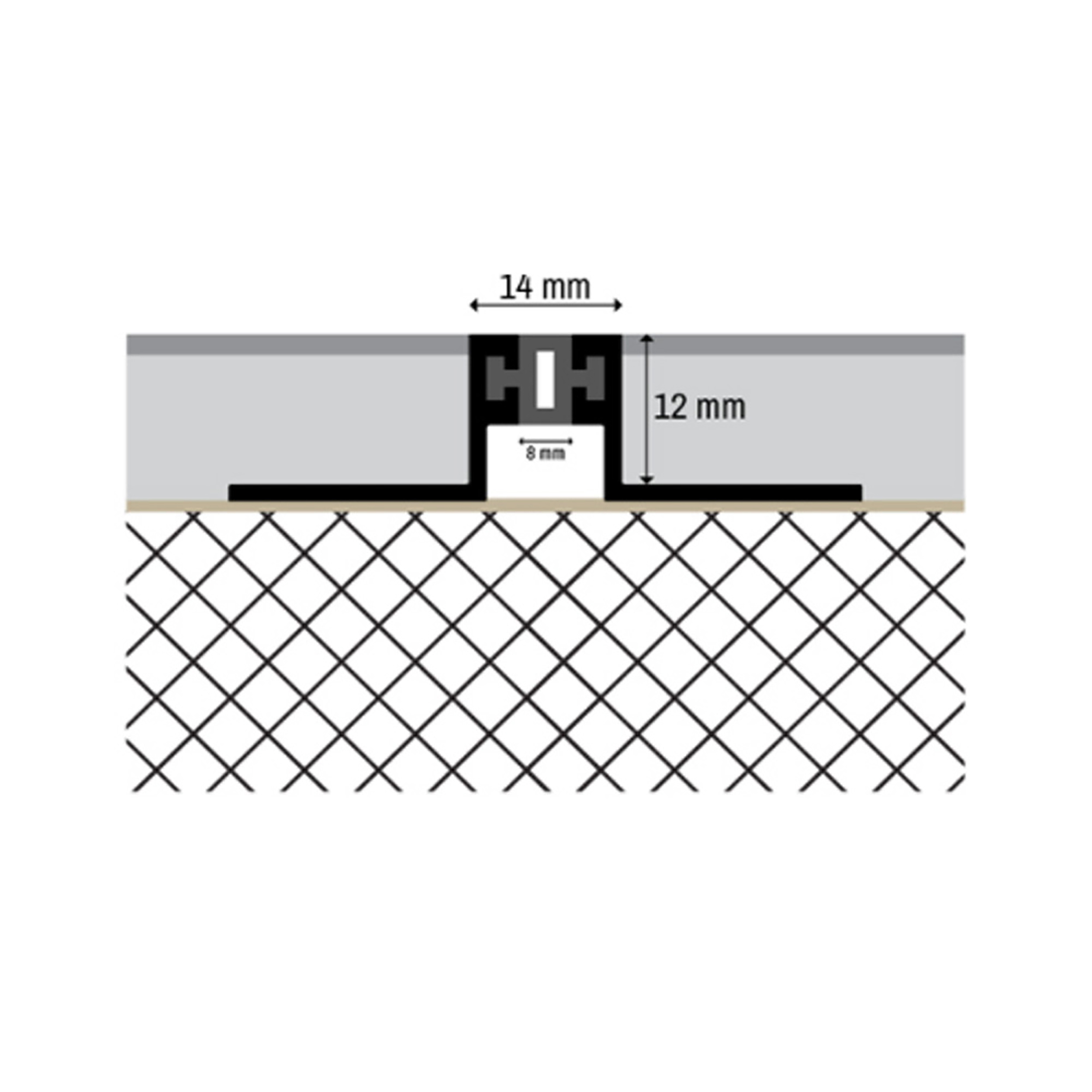 ALU Dehnfugen Fliesenschiene Fliesenprofil silber matt L270cm 12mm