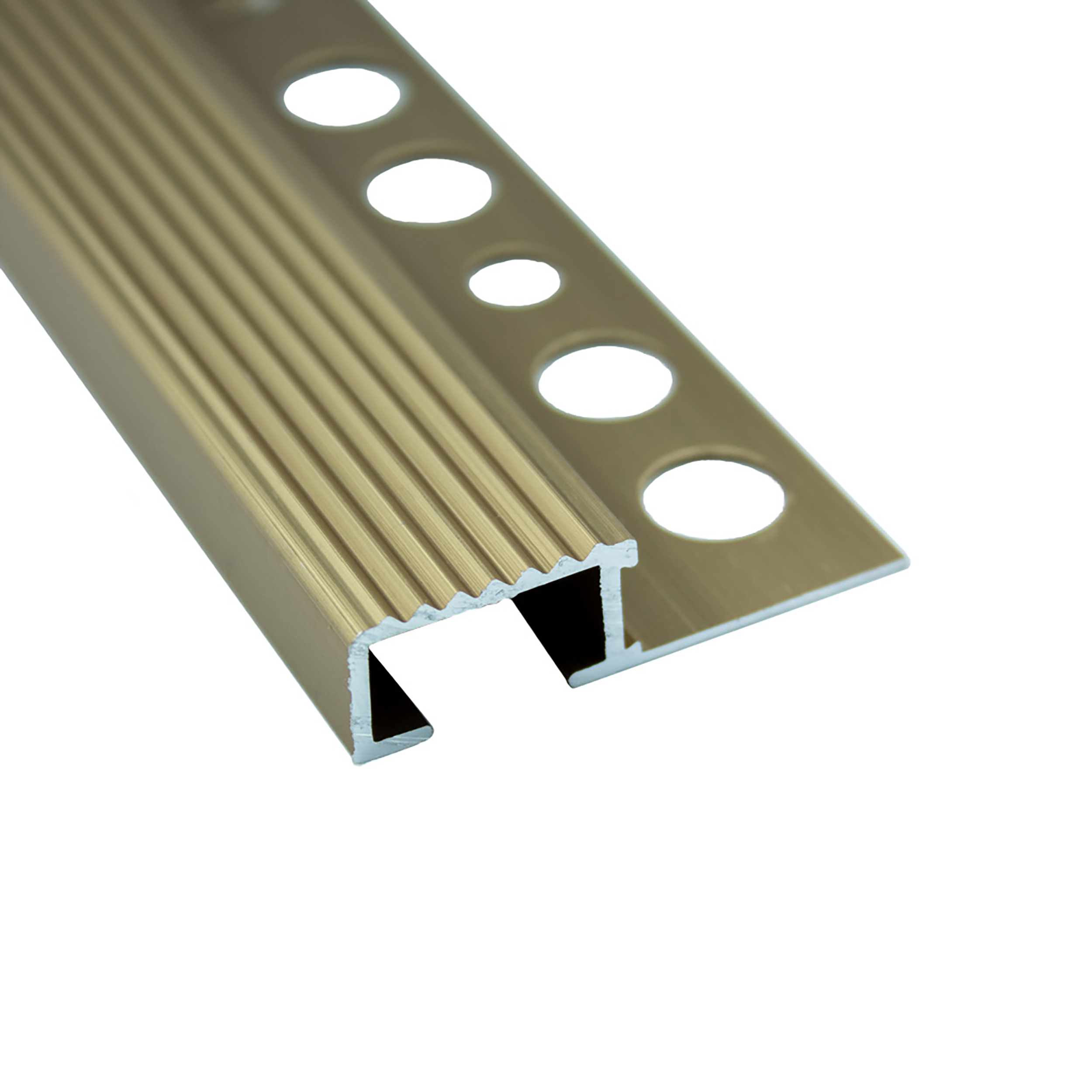 Alu Stufenprofil Fliesenschiene Profil Treppe Schiene L300cm H12mm gold