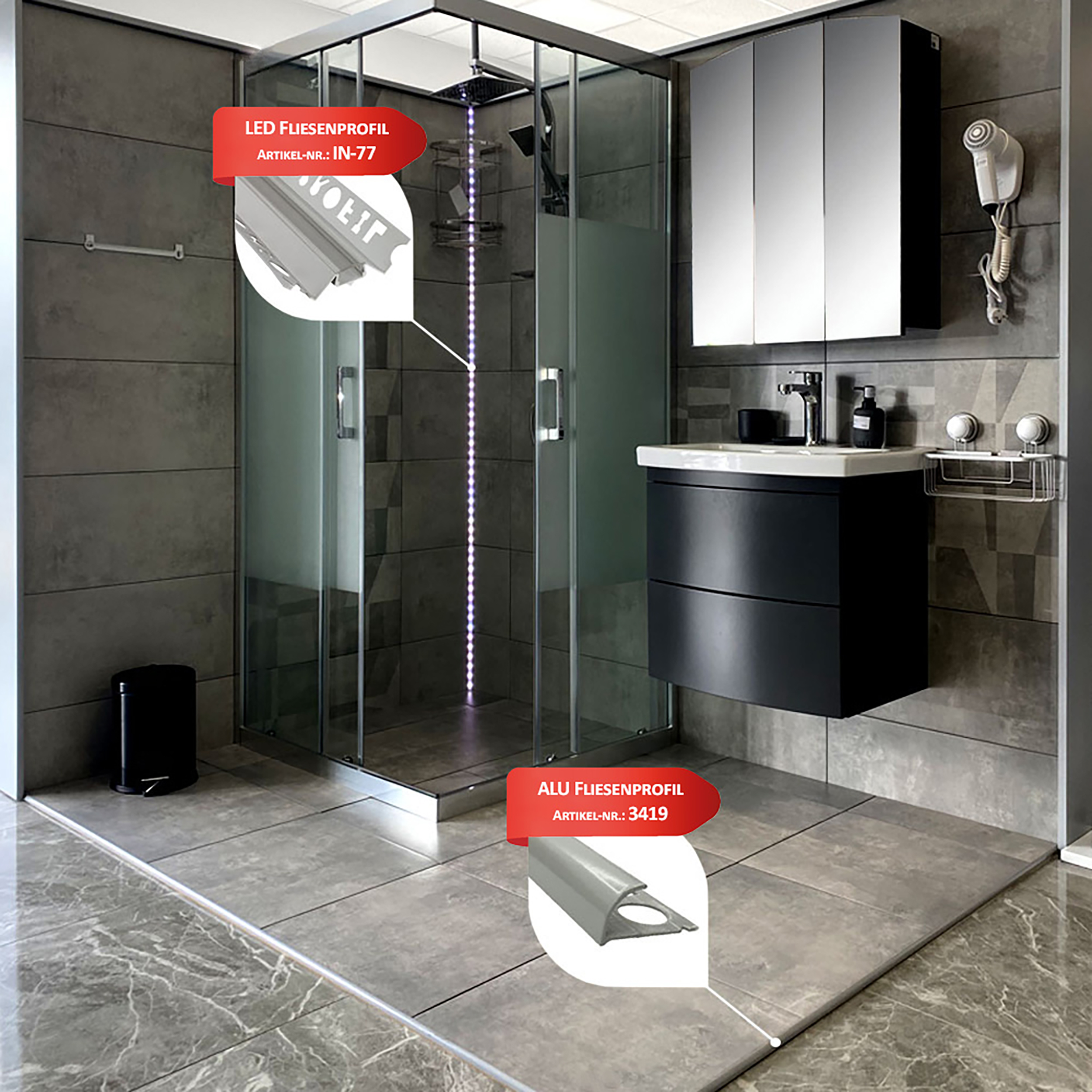 Alu Viertelkreis Profil Fliesenschiene eloxiert weiss 2,7m 12mm matt Alu Viertelkreis Profil Fliesenschiene eloxiert weiss 2,7m 12mm matt