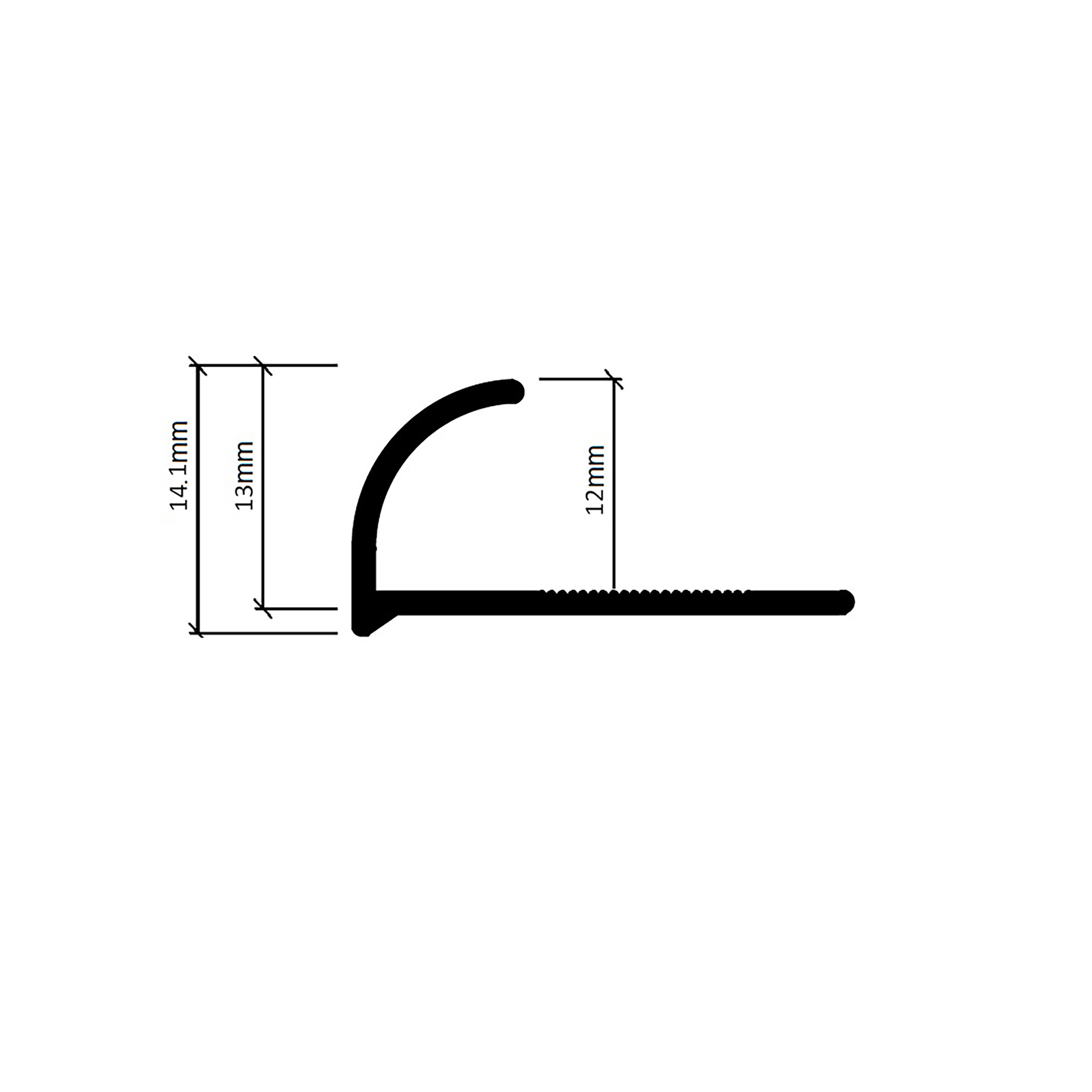 Alu Viertelkreis Profil Fliesenschiene eloxiert silber 2,7m 12mm matt Alu Viertelkreis Profil Fliesenschiene eloxiert silber 2,7m 12mm matt