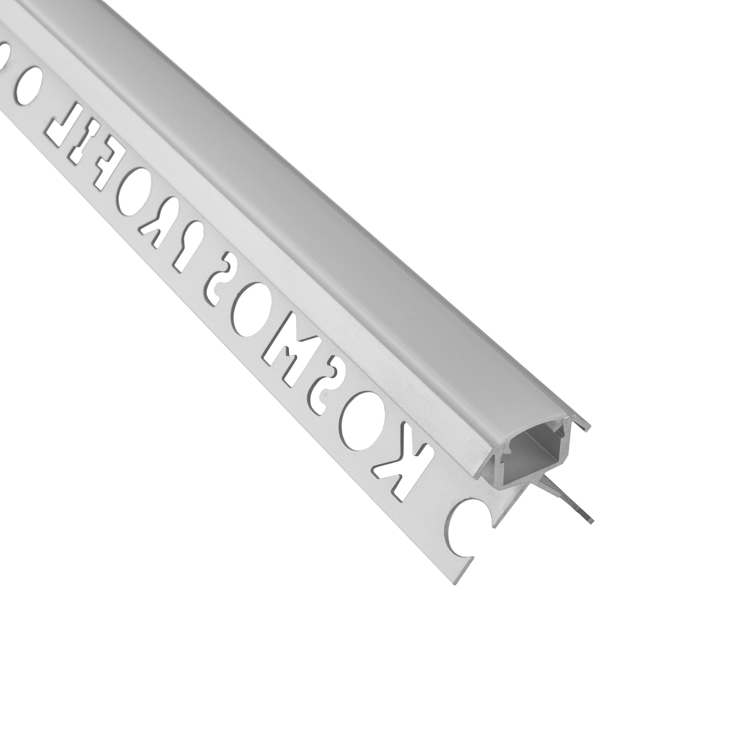 C-T77 LED Alu Fliesenprofil Ecke aussen 12mm silber 2m milky