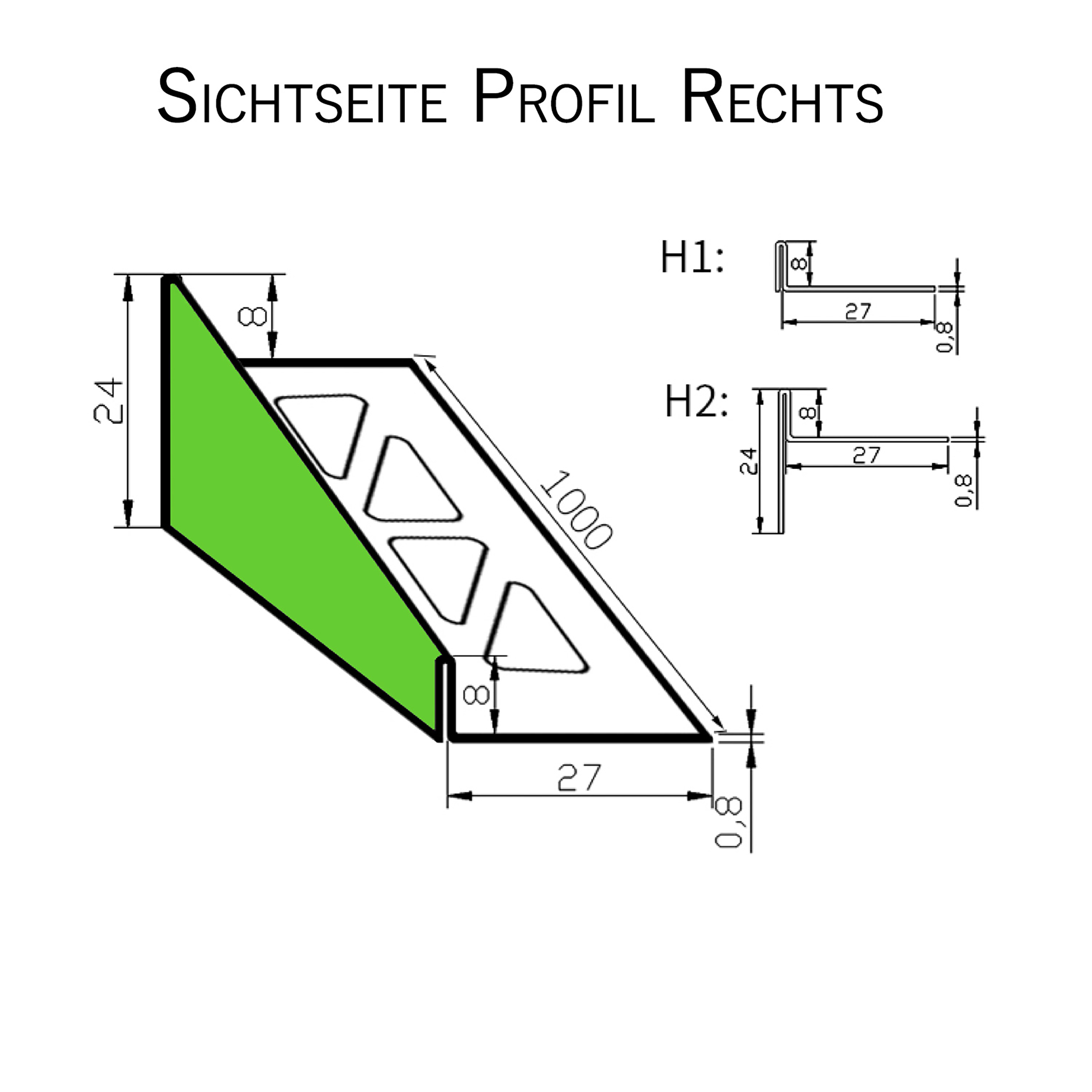 Dusch-, Keil-Profil Gefälleprofil begehbare Dusche gebürstet 8mm Rechts 100cm Dusch-, Keil-Profil Gefälleprofil begehbare Dusche gebürstet 8mm Rechts 100cm