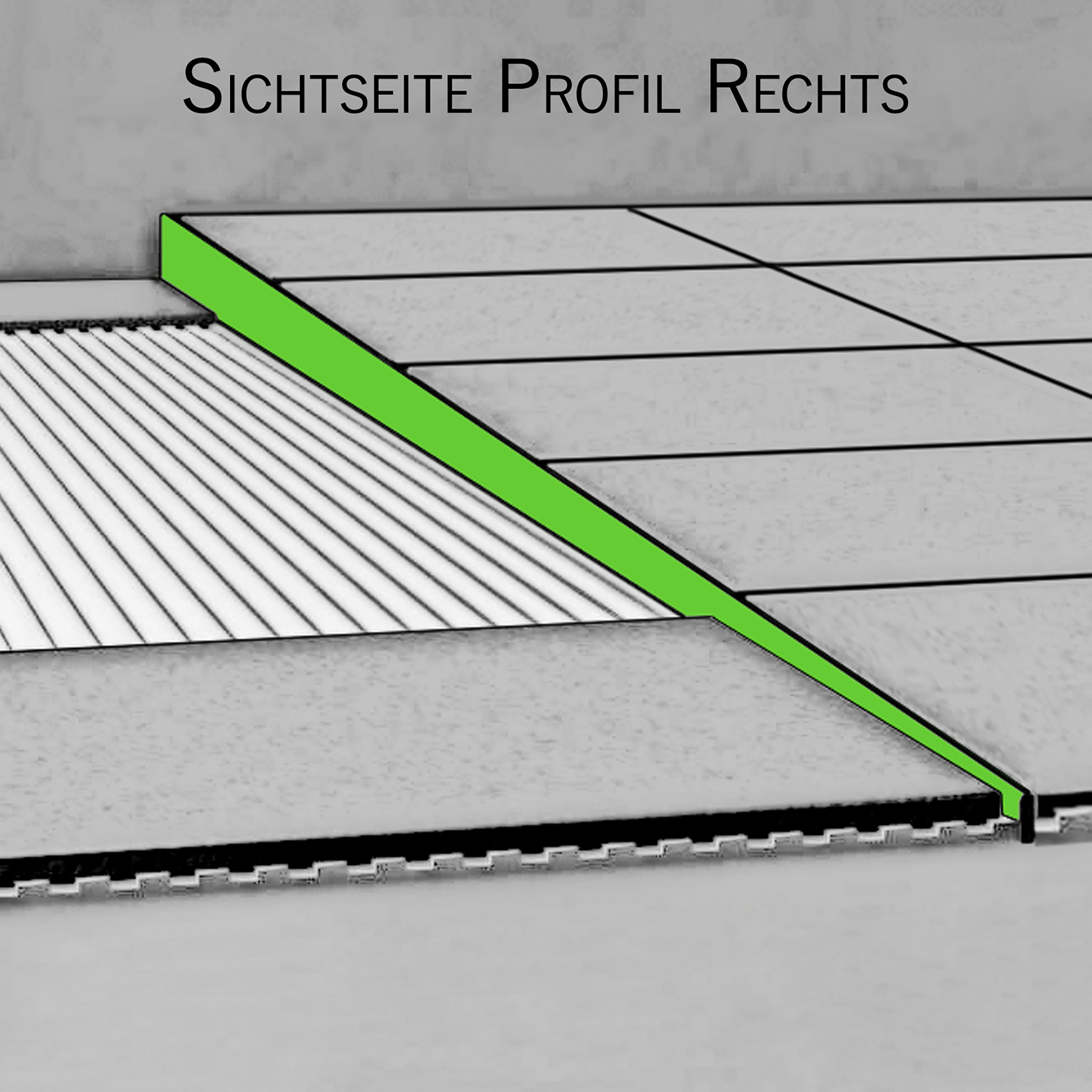 Dusch-, Keil-Profil Gefälleprofil begehbare Dusche gebürstet 8mm Rechts 100cm