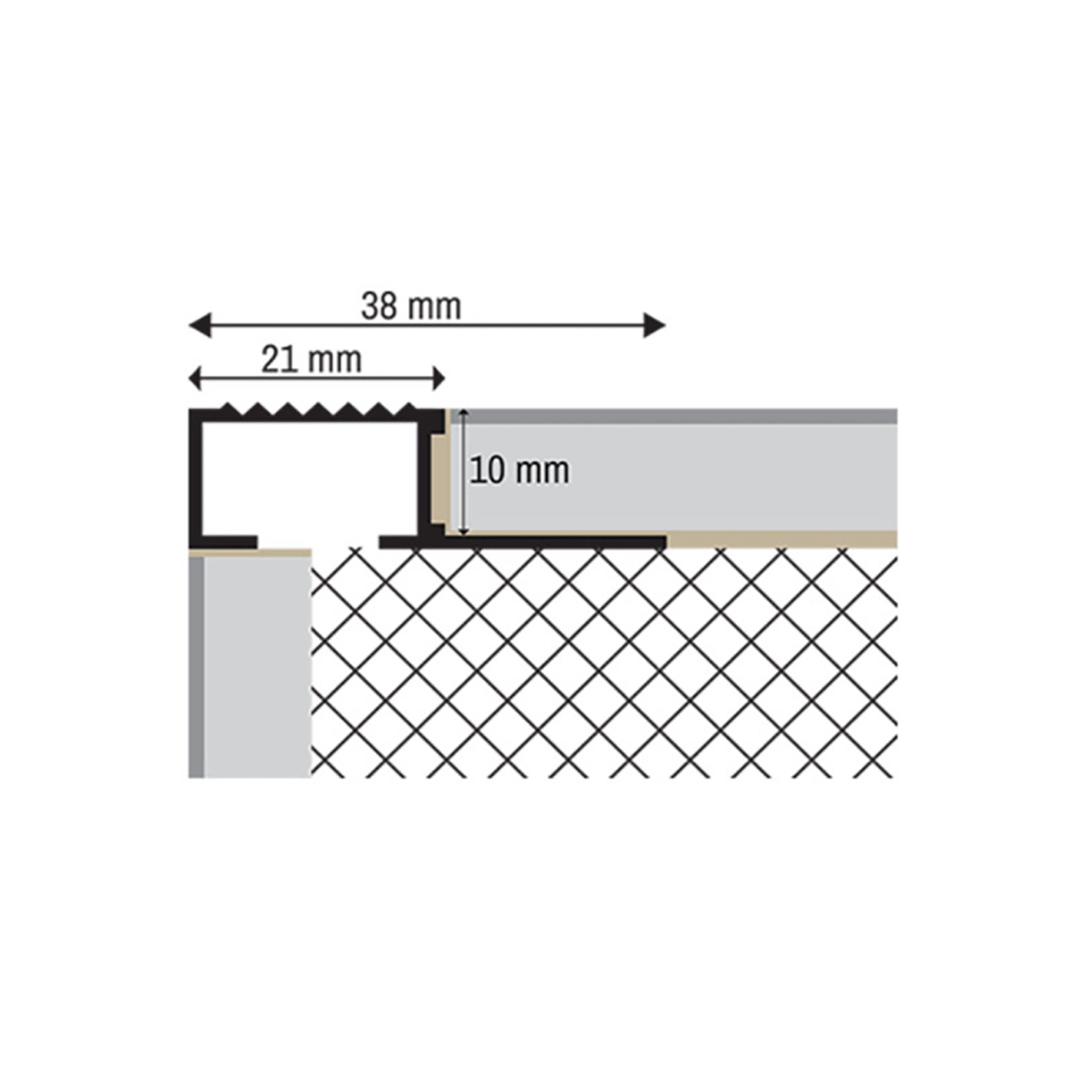 Alu Stufenprofil Fliesenschiene Profil Treppe Schiene matt L270cm H10mm gold Alu Stufenprofil Fliesenschiene Profil Treppe Schiene matt L270cm H10mm gold