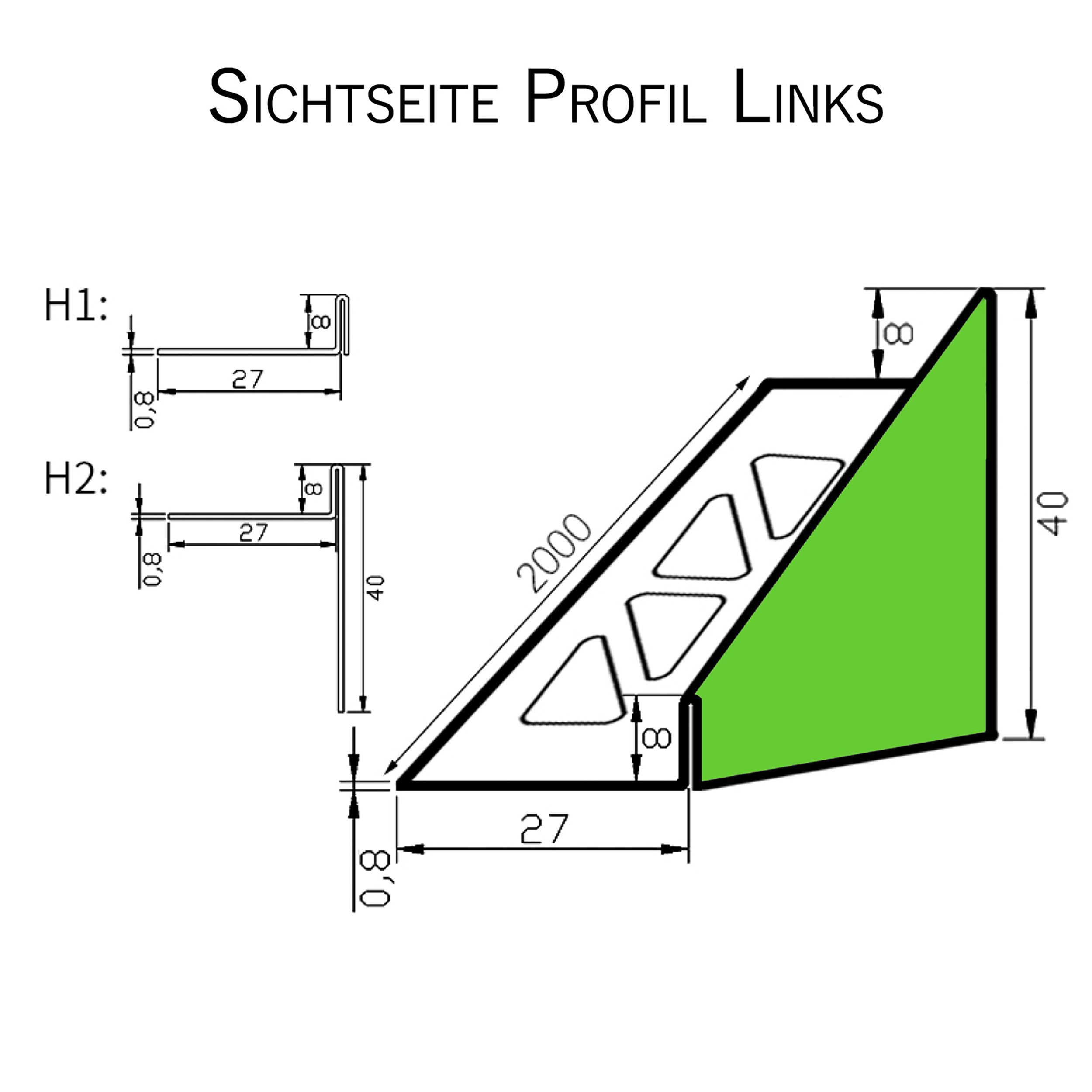 Dusch-, Keil-Profil Gefälleprofil begehbare Dusche gebürstet 8mm Links 200cm Dusch-, Keil-Profil Gefälleprofil begehbare Dusche gebürstet 8mm Links 200cm