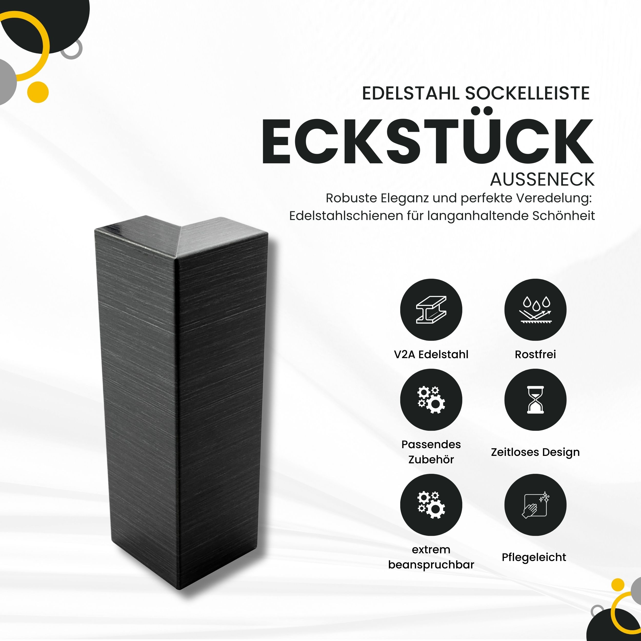 Sockelleiste Edelstahl Fußbodenleisten V2A L250cm 60mm schwarz anthrazit gebürstet Ausseneck